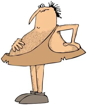 Caveman with an upset stomach Stock Illustration