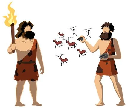 Cavemen on White Stockillustratie