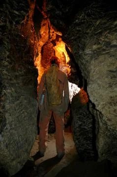 Caver in gallery Stock Photos