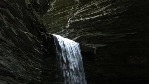 Cavern Cascade Waterfall at Watkins Glen. Stock Footage 70051775