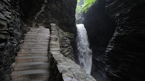 Cavern Cascade, Watkins Glen State Park, New York 1080/30 17s Stock Footage 39963290
