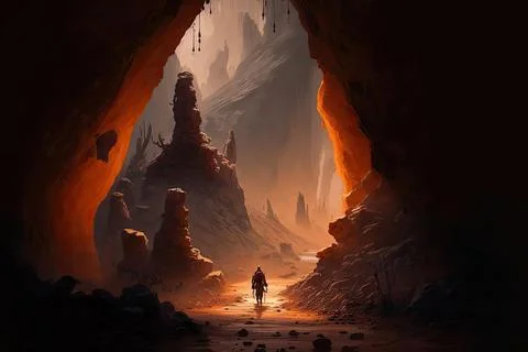 A Cavern In A Desert Stock Illustration