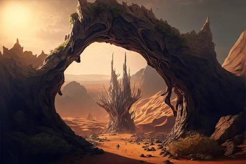 A Cavern In A Desert Stock Illustration