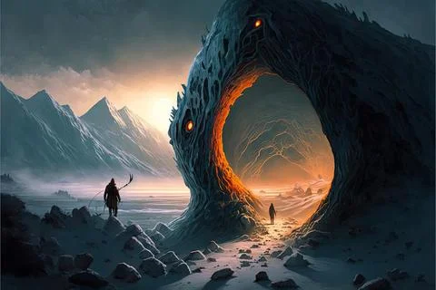 A Cavern On A Frigid Tundra Stock Illustration
