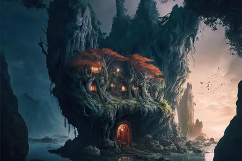 A Cavern On A Peninsula Stock Illustration