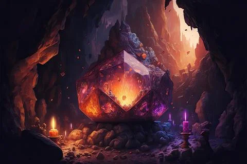 A Cavern In A Volcano Stock Illustration
