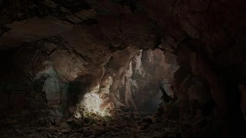 A cavernous space filled with rocks and earth 스톡 일러스트