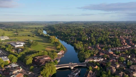 Caversham Bridge aerial shot of Reading UK Stock-Footage 336336018