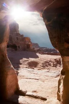 Caves of petra Stockfoto's