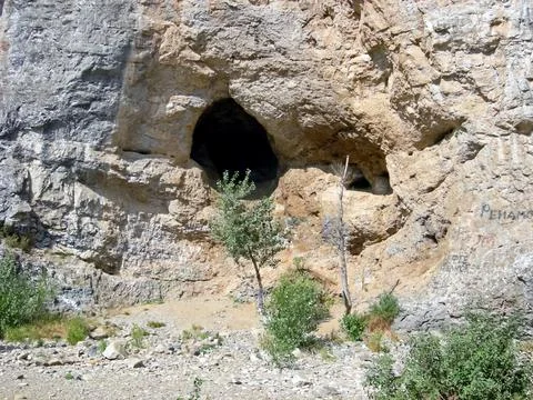 Caves in the rocks on the Beloretsky tract. Stock Photos