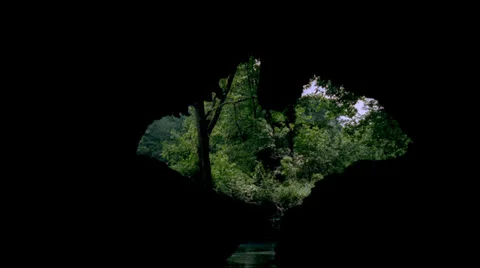 Cave,spring,ozarks,inside,looking out,Mo Stock Footage 26058032