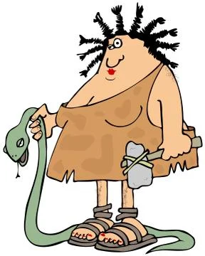 Cavewoman snakeslayer Stock Illustration