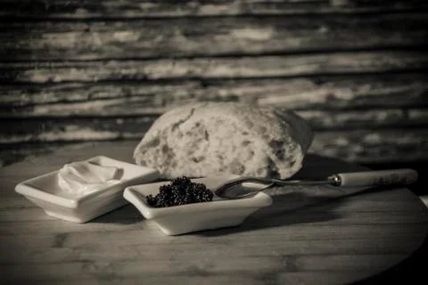 Caviar and Bread Stock Photos
