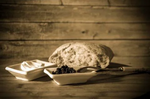 Caviar and Bread Stock Photos