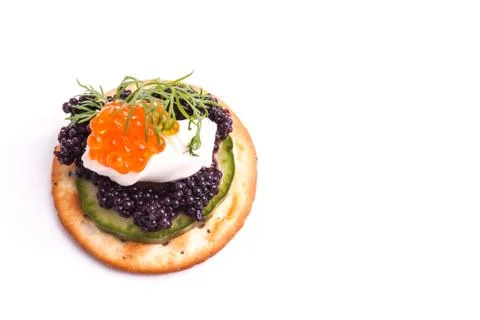 Caviar Appetizer served on crackers Stock Photos