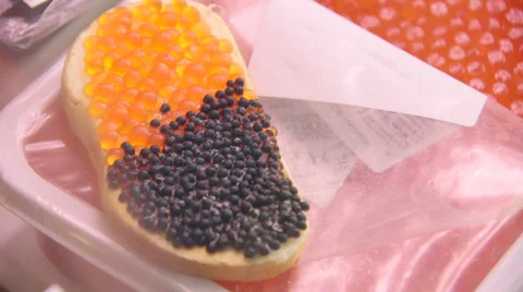 Caviar on bread Video stock 33479481