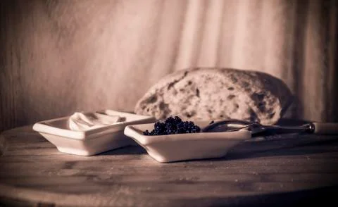 Caviar with Bread Stock Photos