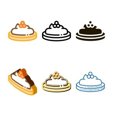 Caviar on cracker icon vector outline forms Stock Illustration