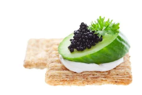 Caviar on crackers Foto stock