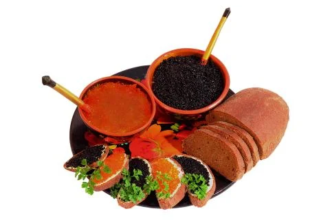 Caviar on a decorative tray Stock Photos