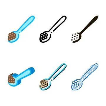 Caviar on edition spoon icon vector outline Stock Illustration