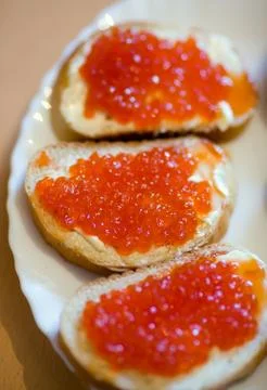Caviar sandwiches Stock Photos