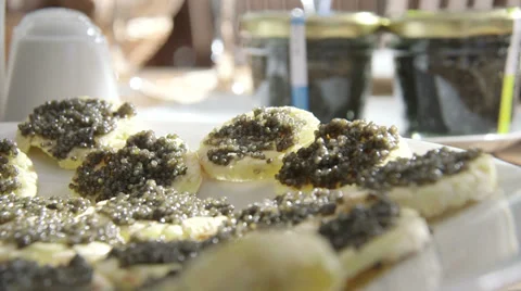 Caviar served Stock Footage 33479838