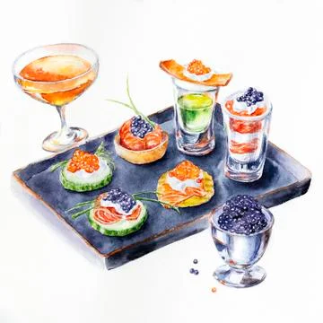 Caviar snacks Stock Illustration