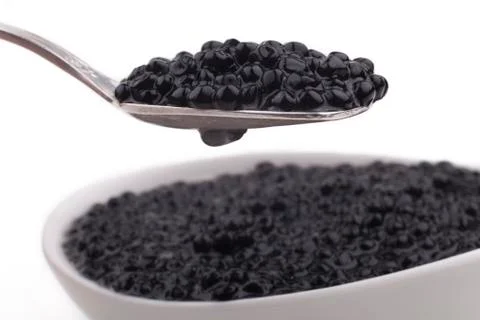 Caviar spoon closeup Stock Photos