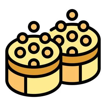 Caviar sushi roll icon vector flat Stock Illustration