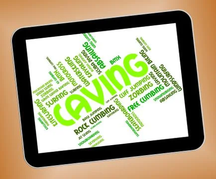 Caving Words Shows Cavern Cave And Caver Ilustración de archivo