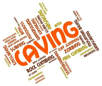 Caving Words Shows Cavern Cave And Caver Ilustración de archivo