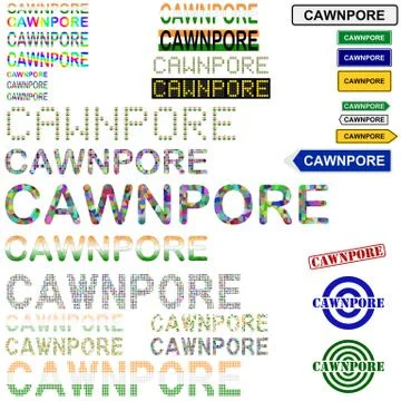 Cawnpore text design set Stock Illustration