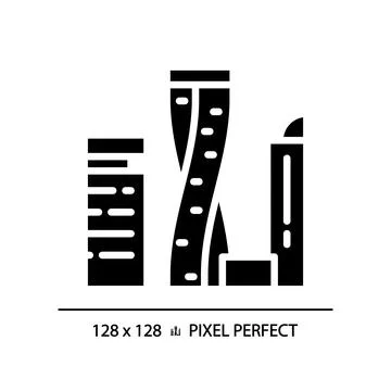 Cayan twisted tower black glyph icon Stock Illustration