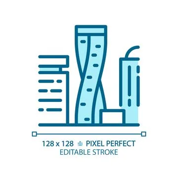 Cayan twisted tower light blue icon Stock Illustration