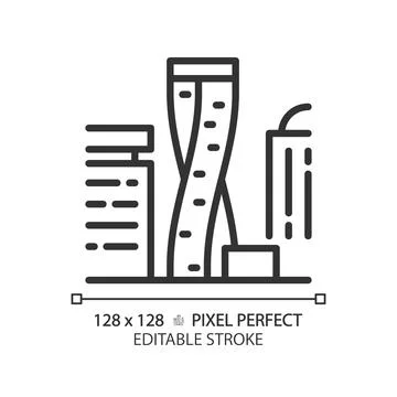 Cayan twisted tower linear icon Stock Illustration