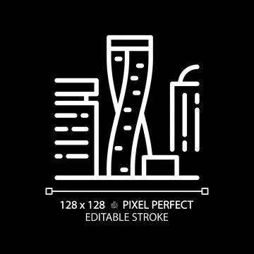 Cayan twisted tower white linear icon for dark theme Stock Illustration