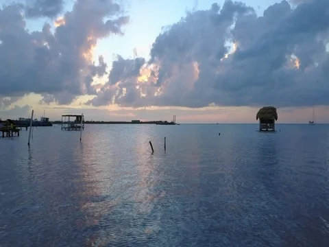 Caye Caulker Belize Ocean Fly Stock Footage