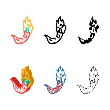 Cayenne pepper burning vegetable color icon vector concepts Stock Illustration