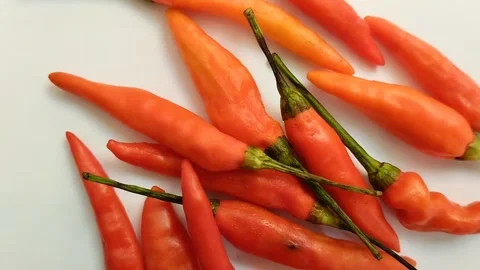 Cayenne pepper (cabe rawit) on a white background Stockbeeldmateriaal 310291330