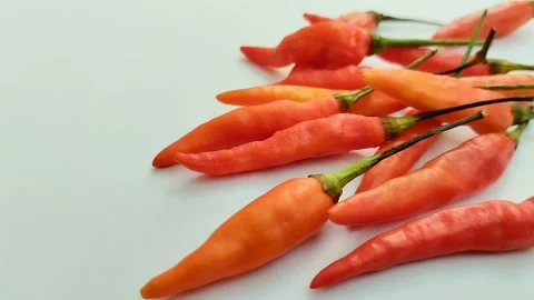 Cayenne pepper (cabe rawit) on a white background Stockbeeldmateriaal 310291511