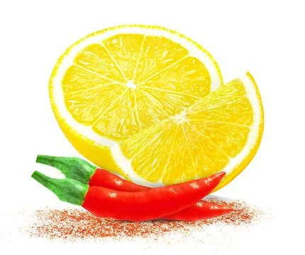Cayenne pepper with lemon Stock Photos
