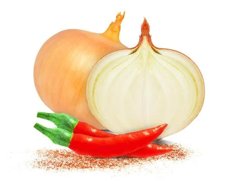 Cayenne pepper with onion Stock Photos