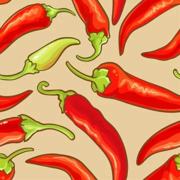 Cayenne pepper vector seamless pattern 스톡 일러스트