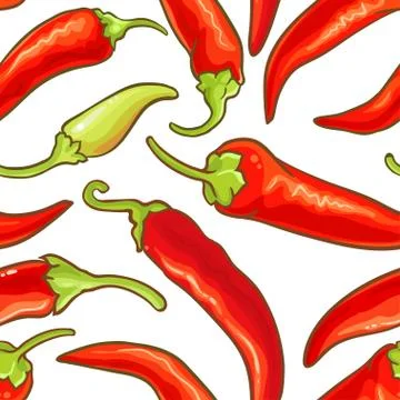 Cayenne pepper vector seamless pattern 스톡 일러스트