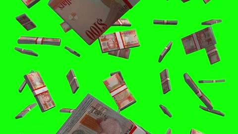 Cayman Islands Dollar Falling Animation on Green Screen Stock-Footage 303309541
