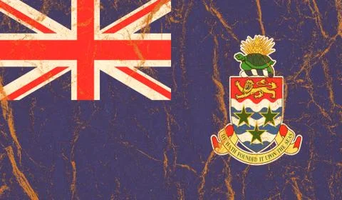 Cayman Islands flag pattern on paper texture,retro vintage style Stock Photos