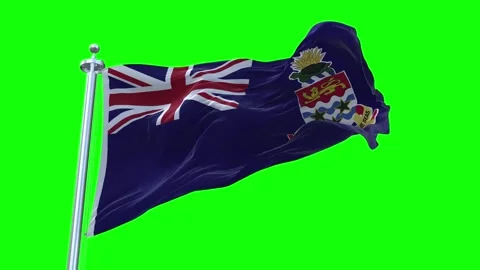 Cayman Islands Flag Waving in Loopable and Textured green screen background Stock Footage 296876540