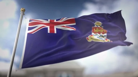 Cayman Islands Flag Waving Slow Motion 3D Rendering Blue Sky Background - S.. Stock Footage 75103566