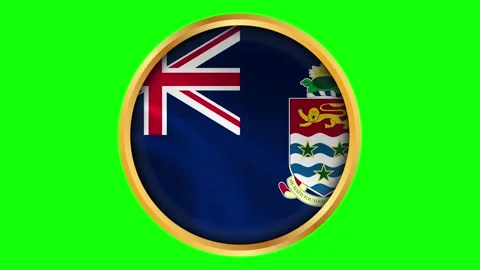 Cayman Islands Round Framed Wavy Flag. Circular Blowing Flag of Territory w.. Stock Footage 332610604